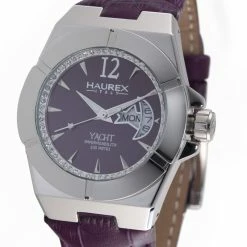 Haurex Italy Purple Dial Leather Band Watch