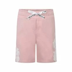 Simonetta Girls Pink Shorts with Embroidered Lace