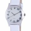 Haurex Italy Women's 6A505DSW "Mini City" Diamond-Accented Stainless Steel Watch with White Leather Band