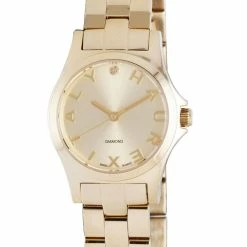 Haurex Italy Women's 7Y505DCS Diamond-Accented Mini City Yellow Gold Bracelet Watch