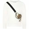 Simonetta Girls White & Gold Sequin Bag Sweater - Ivory