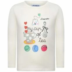 Simonetta Baby Girls White Cotton Jersey Top - Ivory